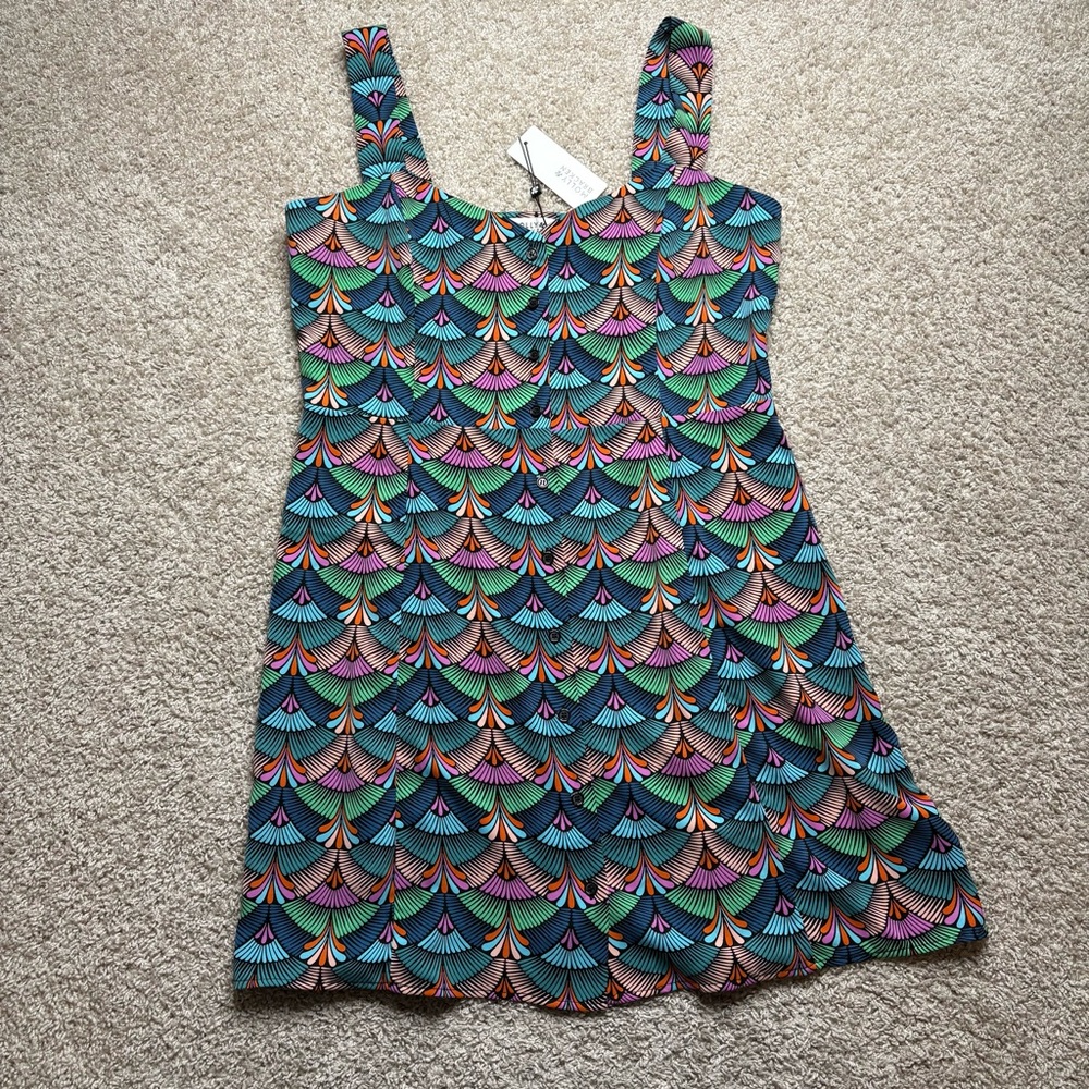 Molly Bracken Teal Multi-Color Mini Dress